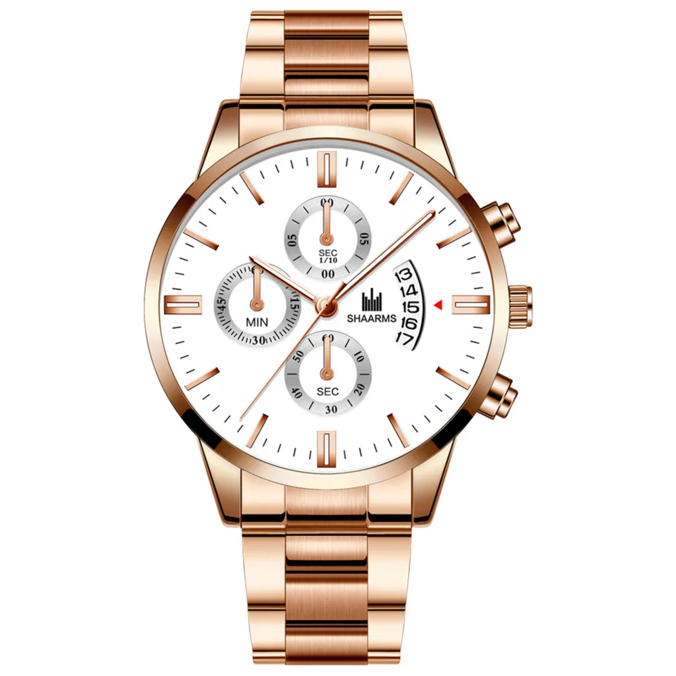 beauty code store】SHAARMS Men Quartz Movement Watch Steel Band