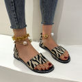 2023 New Summer Women Beaded Pearly Sandals Slippers Shoes Ladies Flats Sandals Flip Flop Casual Flat Slingback Sandals Shoes 43.