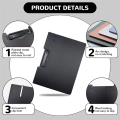 A4 Foldable Clipboard Black Clipboard Folder with Cover, Non-Punch Binder, Letter Paper Folder, in Schools and Business Offices. 