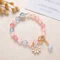 New Sweet Fashion Crystal Daisy Flower Bracelet Women Glass Beads Elastic Rope Bracelets Girl Party Wedding Jewelry Gifts Eatop. 