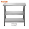 VEVOR Stainless Steel Work Table Storage Shelve Commercial Kitchen Food Prep with Installation for Home Projects Cafeteria Hotel. 
