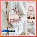 Pink Women Bag Princess Pu Summer Messenger Bag Checker armpit French bread Popular flower bag Chain Girl Student temperament messenger bag. 