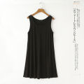 Large Size Modal Nightdress Women's Summer Thin Loose Sleeveless Dress plus-Sized Pajamas Vest Dress round Neck Casual Skirt. 