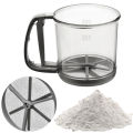 Hand Crank Flour Strainer Semi-Automatic One Hand Press Crank Sifter Plastic Sugar Powder Sieve Cup Handheld Cooking Baking Tool.