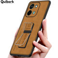 New Phone case Vivo Y28 4G Back cover matte Invisible Hard Bracket Slim Back cover PU Leather Phone casing +Universal Kickstand.