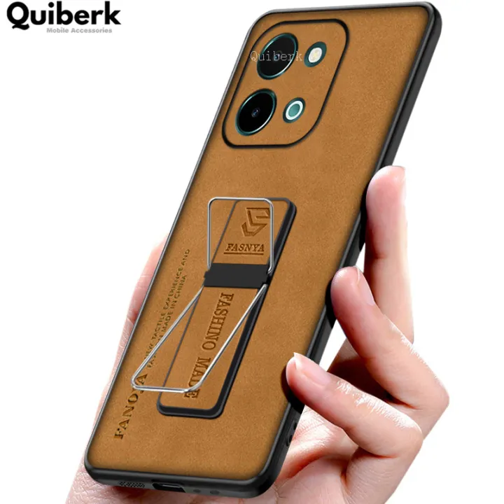 New%20Phone%20case%20Vivo%20Y28%204G%20Back%20cover%20matte%20Invisible%20Hard%20Bracket%20Slim%20Back%20cover%20PU%20Leather%20Phone%20casing%20+Universal%20Kickstand%20-%20Image%202