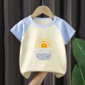 Elegantstunning Children Short Sleeve Tops Cartoon Printing Round Neck T-shirt Summer Breathable Cotton Shirt For Boys Girls.