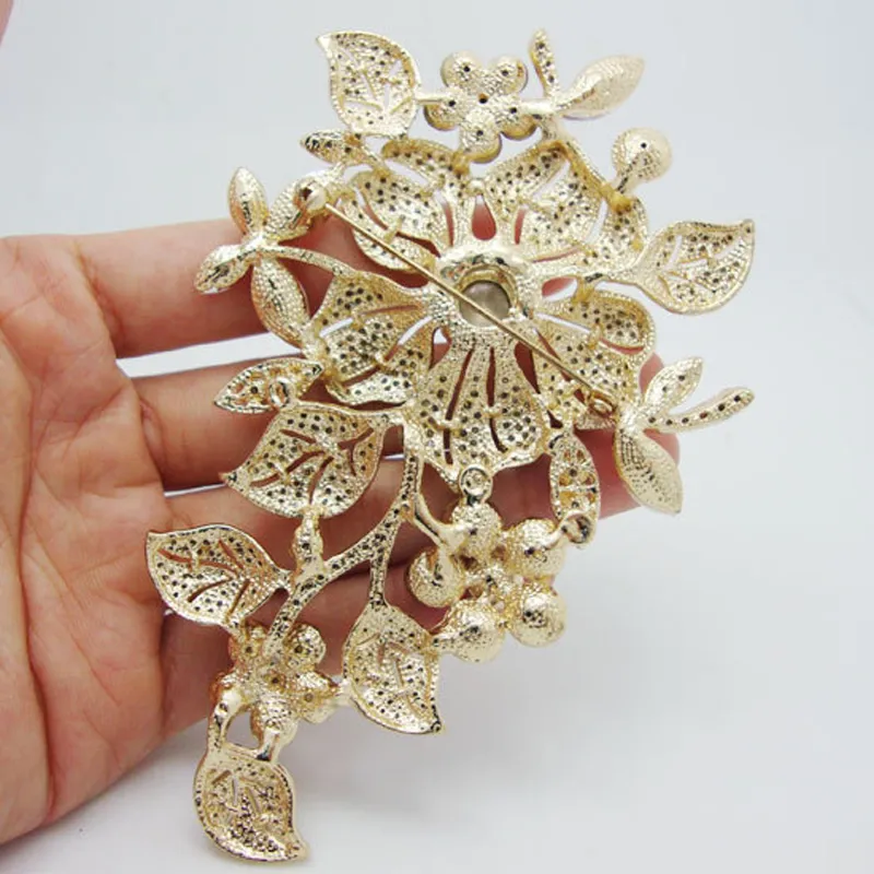 Brooches Wedding Bridal Big Crystal Rhinestone Bouquet Brooch Pin for cheapest Women