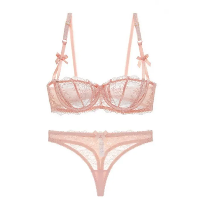 Varsbaby%20Lingerie%20Half%20Cup%20Lace%20Slim%20Bra%20Set%20Bow%20with%20Thong%20Woman%20-%20Image%206