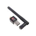 Mini USB 2.0 Port Wireless Wifi Adapter 802.IIN with Antenna - 150Mbps - Black. 