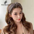 Retro Women Hairbands Classic Plaid Floral Headbands Knot Girls Headbands Turban Korean Style Hair Accessories.