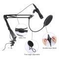 Microphone Boom,Adjustable Suspension Scissor Arm,with Mobile Phone Holder,for Blue ,Snowball and Other Microphones.