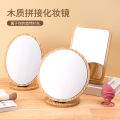 Wooden makeup mirror can be spliced with rotating mirror, desktop high-definition mirror, desktop dressing mirror, large princess makeup mirror.