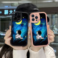 Hontinga for Realme 5 5i 5S 6i Back Cover PU Leather Moon Astronaut Case Soft Silicone Edge Phone Cases. 