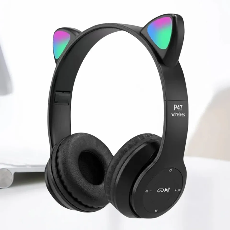 Wireless Headphones Cat Ear Gaming Headset Glow Light Bluetooth