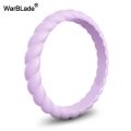 3mm Thin Braided Silicone Ring Fashion Sports Hypoallergenic Crossfit Flexible Woven Rubber Finger Ring For Women Wedding Rings. 