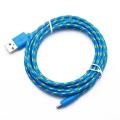 HA Colorful Nylon Braided Micro USB Cable Data Sync USB Charger Cable For Android-Blue 1m. 