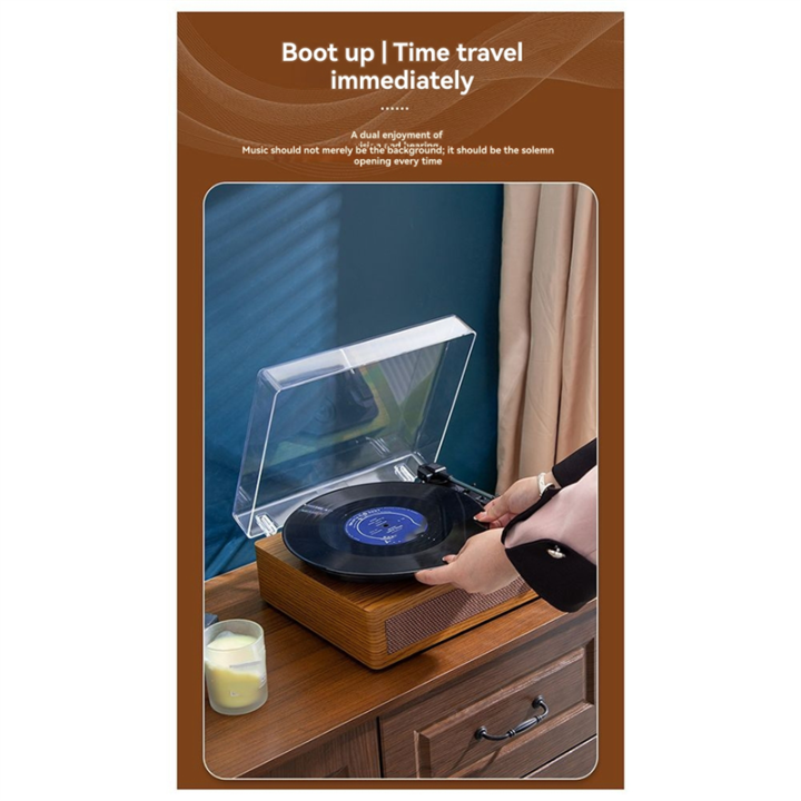 Bluetooth%20Enabled%20Vintage%20Turntable%20Phonograph%20Multi-Functional%20Wooden%20Record%20Player%20Vinyl%20Player%20Audio%20-%20Image%203