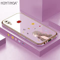 Hontinga for Samsung Galaxy A10S Back Cover + Free Lanyard Luxury 6D Plating Sunshine Girl Side Pattern Case Soft Silicone Square Phone Cases. 