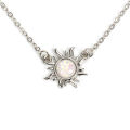 Tangled Sun Necklace with Opal Dainty Celestial Sunburst Jewelry for Women Sunshine Sun Charm Available in Silverstone/goldtone. 