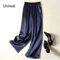 Summer Women Wide Leg Pants High Waist Casual Trousers Streetwear Black Silk Satin Pants Elegant Long Palazzo Pants. 