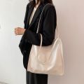 2022 New Large Capacity Simple Pure Color Soft Tote Bags Leisure Korean Style Daily Students Bags Handbag Women's Leather Bags. 