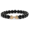 High Quality Men's Beaded Bracelet Natural Black Matte Agate Dumbbell Charm Bracelet Energy Fitness Barbell Fashion Jewelry. 