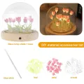 Complete set-up/DIY Artificial Tulip Flowers (09 Pcs) Night Light USB/Battery Operated Table Lamp LED Nightlight Handmade Bedside Light Gift Valentine's Day.