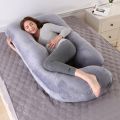 Large Size Pregnancy Pillow Gray J-Shape Pregnant Pillow Crystal velvet Full Body Maternity Pillow for Pregnant Women.