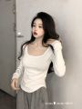 Pure Desire Style White Long Sleeve T T-shirt Women's Autumn and Winter Design Sense Niche Slim Bottoming Shirt Inner Wear Unique Chic Top. 