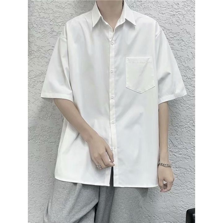 dkShirt Summer Japanese Shirt Boys Suit Trendy Pu Shuai Hong Kong Style Teen Trend Men's Suit