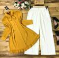 Western Fashion ash Color Pant Tops Long kurti Premium Soft  Cheri Georgette Ladies Shirt for Girls. 