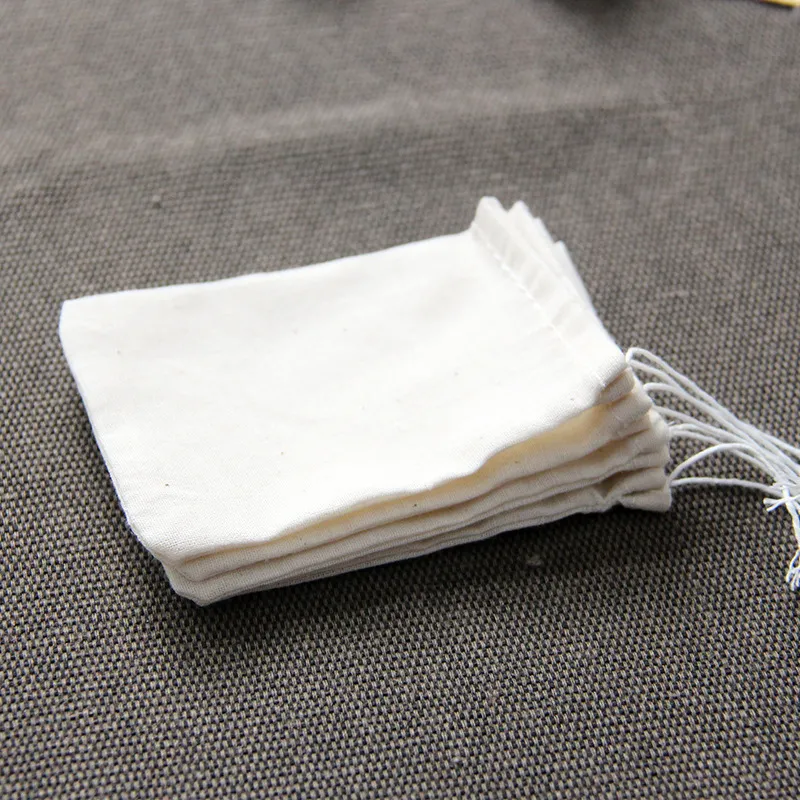 50Pc Tea Empty Cotton Muslin Bags with Drawstring Multipurpose