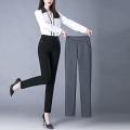 Spring Autumn Elegant High Waist Casual Stretch Slim Middle Aged Women Trousers Ladies Fashion All Match Black Gray Pencil Pants.
