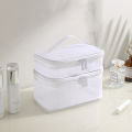 1pcs Double Layer Mesh Makeup Bag  for Women  Travel Cosmetics Storage Bag for Girls Ladies Large Capacity  Transparent Mesh Wash Bag. 