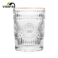 260/380ml Vintage Sunflower Engraved Gilded Glass Cup Coffee Wine Clear Mug. 