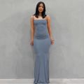 Satin Slip Sleeveless Backless Maxi Dress Women 2022 Y2k Summer Bodycon Elegant Outfits Ladies Birthday Party Club Sundress.
