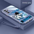 [Free Strap] Samsung Galaxy A05s A05 samsung M34 5G Smile Astronaut NASA Pattern Case Full Camera Cover Glossy Square Edge Shockproof Casing. 