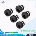 DC022 DC-022 ROUND Panel Mount Female 2.1mm 3 Pin 5.5x2.1mm 5V 12V 24V DC Power Supply Socket Chassis Cables Connector Adapters With Nut Kit- 5pcs. 