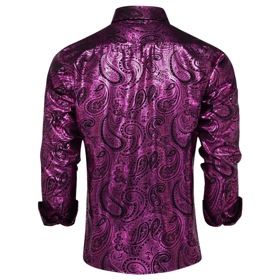 Luxury Purple Gilding Paisley Shirts for Men Long Sleeve Social Prom Party  Men Clothing Button Down Collar Formal Dress Shirt | Daraz.com.bd