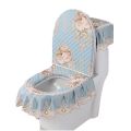Four Seasons Toilet Cushion Seat Gold Velvet Lace Fabric Toilet Cushion Three-Piece Set Toilet Cover Cushion Zipper Summer Model. 