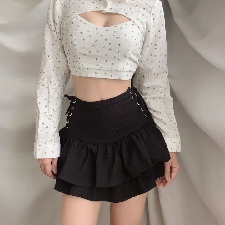 Gothic%20Street%20Bandage%20Ruffle%20Tiered%20Skirt%20Women%20High%20Waist%20Solid%20Criss%20Cross%20Tie%20Up%20A-Line%20Mini%20Skirt%20Pleated%20Skirts%20-%20Image%204