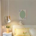 Bedside Chandelier Nordic Cream Style Simple Atmosphere Design Sense Bedroom Hanging Line Lamp Log Style Creative Personality Small Hanging. 