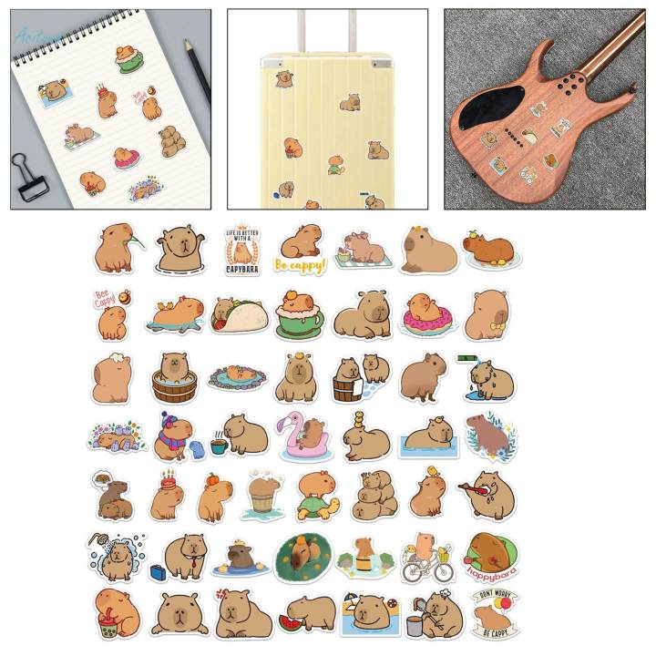 50Pcs%20Cartoon%20Capybara%20Sticker%20Small%20Cute%20Animal%20Stickers%20for%20Card%20Cups%20Wall%20-%20Image%202