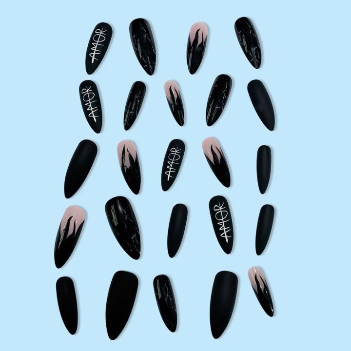 Black%20Almond%20Nails%20Set%20Press%20on%20Flame%20Matte%20Tips%20Finger%20False%20Nails%20Reusable%20Adhesive%20Full%20Cover%20Acrylic%20Fingernails%20-%20Image%203