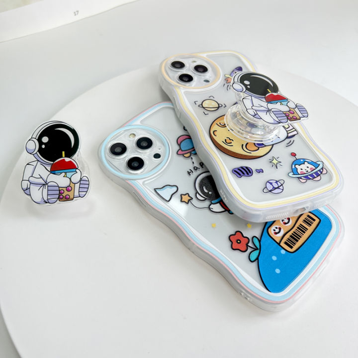 DEL%20for%20Samsung%20Galaxy%20S21%205G%20Back%20Cover%20(With%20Free%20Holder)%20Fashion%20Astronaut%20Transparent%20Phone%20Case%20Camera%20Protection%20Soft%20Wavy%20TPU%20Cover%20-%20Image%2010
