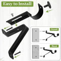 Curtain Rod Bracket, Adjustable Heavy Duty Curtain Rod Holders, Black Curtain Rods Hooks Hangers for Wall Drapery Rod. 