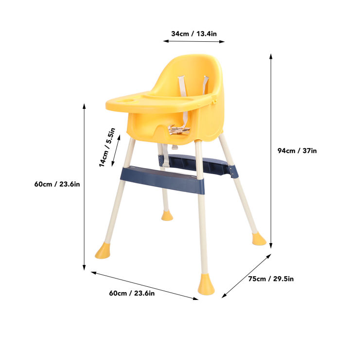 Baby High Chair Ergonomic Baby Highchair Multifunctional for Dining Table