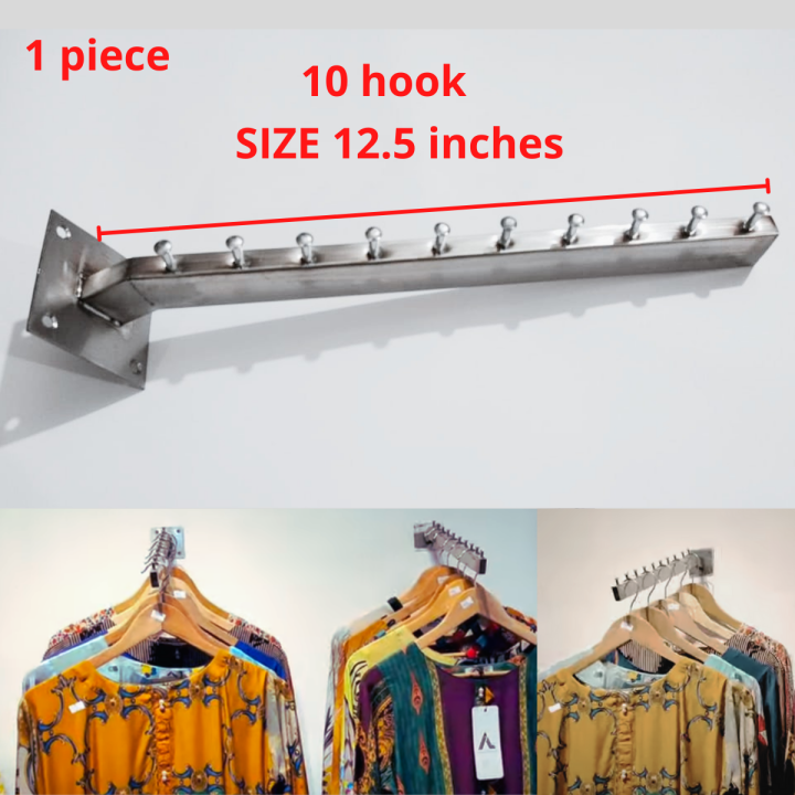 1. Piece 10-hook hanger walls straight mounted hanger's silver cloth single hook stand hook