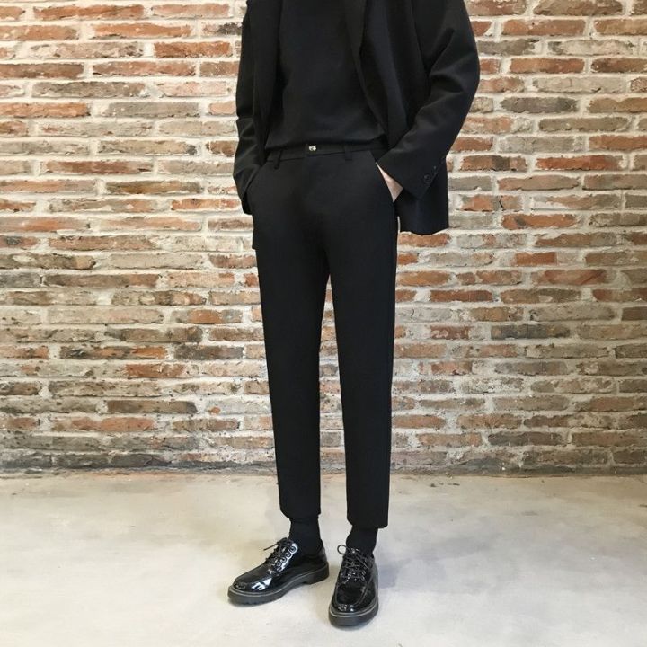 Men's9New Pants Black Straight Cropped Pants Men 'S Wide-Leg Suit Pants  Slim Fit All-Match Men Straight-Leg Pants Trendy Men | Daraz.com.bd